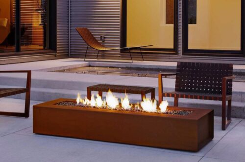 Modern Fire Pit - Cor-Ten Steel Robata Linear