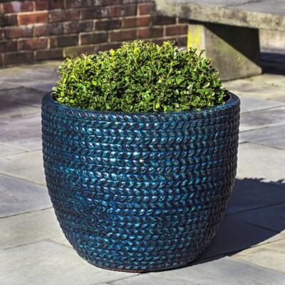 SHORT SISAL WEAVE INDIGO RAIN PLANTER