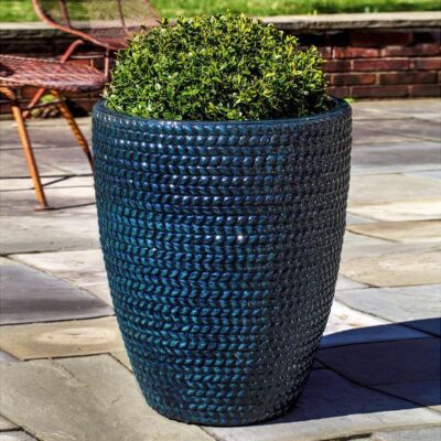 TALL SISAL WEAVE INDIGO RAIN PLANTER