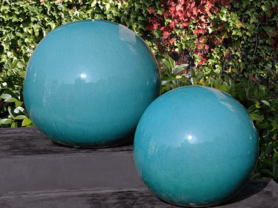bright blue lawn ball decor