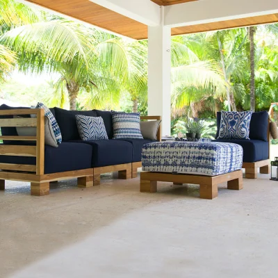 blue outdoor ottoman