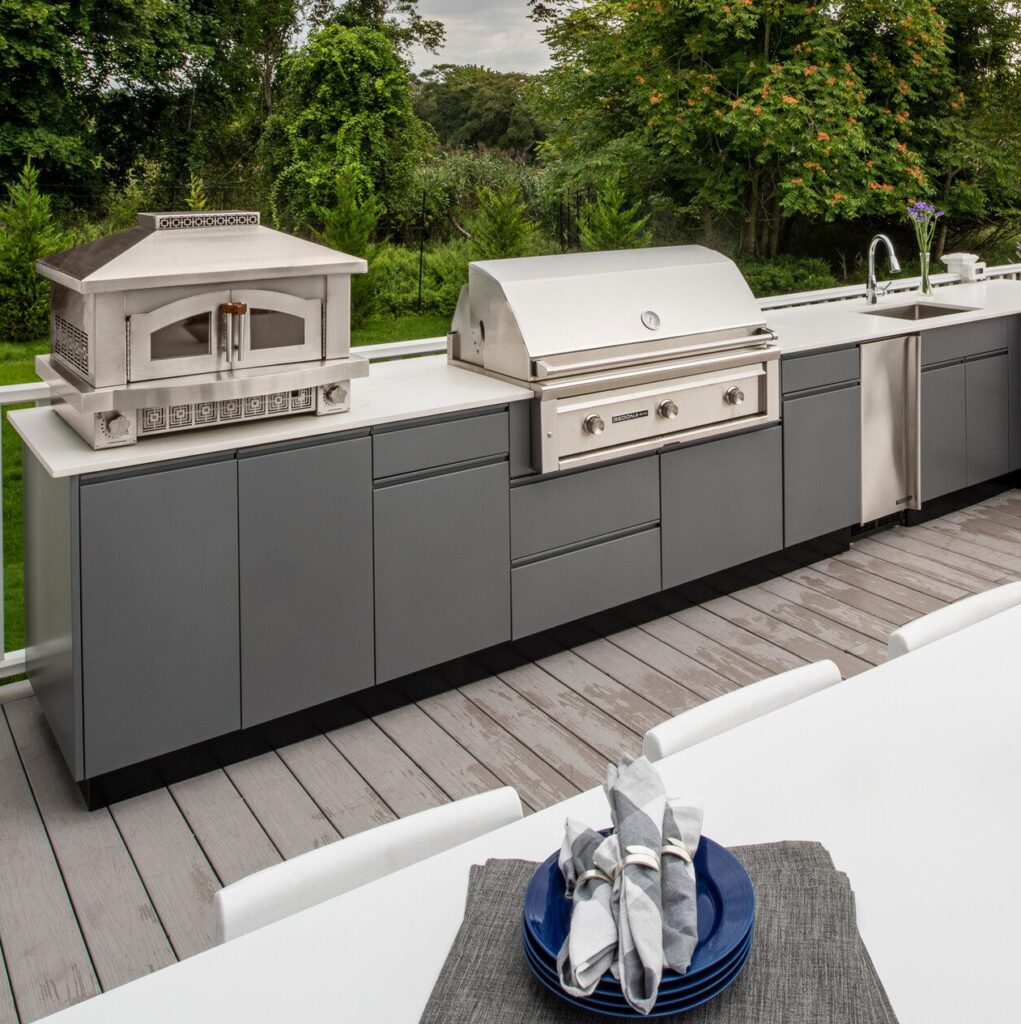 grey outdoor kitchen