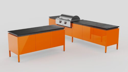 orange outdoor kitchen