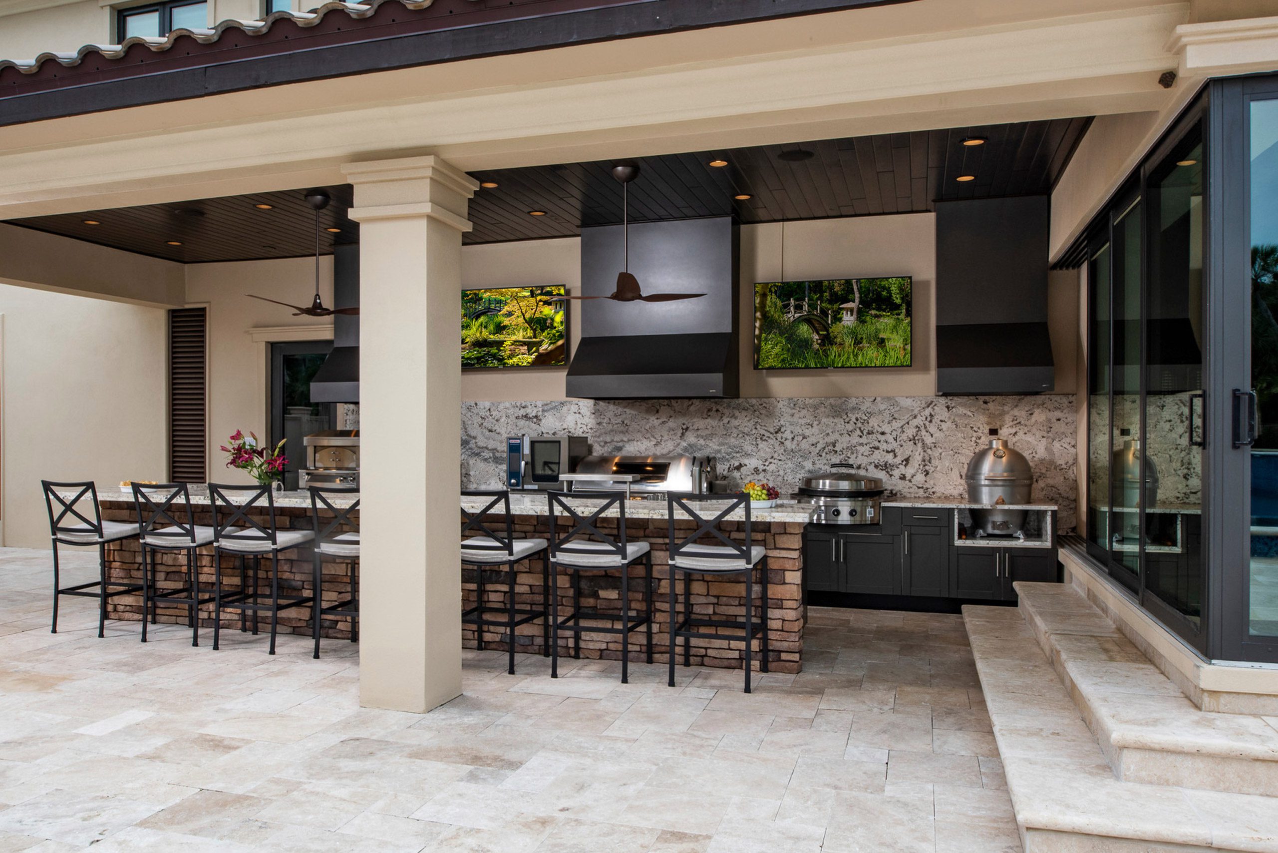 black outdoor kitchen